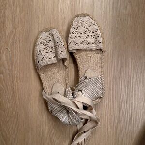 Soludos Beige Lace-Up Espadrilles